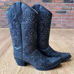 Circle G Corral Boot Co. Cowboy Boots with Swarovski Crystals Gray 11